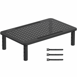 BONTEC Monitorständer Höhenverstellbarer Bildschirmständer Monitor-Raiser Ergonomischer aus hochwertigem Metall Ständer für Laptop, Computer, iMac, PC, Drucker bis 20 kg, Schwarz