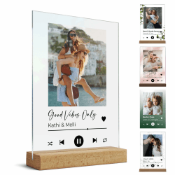 Spotify Glas Bild mit Foto und QR Code - Personalisierte Geschenke für Frauen und Männer im Musik Song Cover Design - Personalisiertes Fotogeschenk für Sie und Ihn zum Valentinstag Freund Freundin