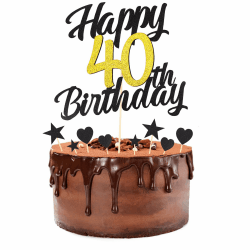 ALEGRE Tortendeko Geburtstag 40,Torten Deko 40. Geburtstag Männer Frauen,9 Stück Happy 40 Birthday Kuchendeko Geburtstag Schwarz Gold,Glitter Tortendeko 40. Geburtstag,Cake Topper