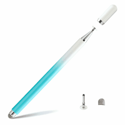 Twiller Disc Tablet Stift, 2 in 1Tablet Pen für Alle Tablets mit Magnetkappe, Eingabestift Stylus Touchstift Handy Stift Kompatibel mit iPhone, iPad, Samsung, Chromebook, usw Weißer Farbverlauf Blau