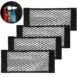 UIHOL Kofferraum Netztasche Auto (4 Stück, 40x25cm Universal KFZ Kofferraum Organizer Netz mit Klettverschluss Autositz Gepäcknetz, Strapazierfähige Kofferraumnetz für universal Auto/SUV aus Nylon