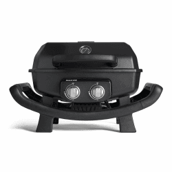 BURNHARD 2-Brenner Gasgrill Wayne 4,4 kW – Tragbarer Balkongrill - Tischgasgrill klein mit Aludruckguss Brennkammer inkl. Abdeckhaube - Gusseisen Grillrost
