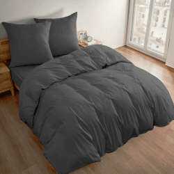 Deconovo Bettwäsche Set Superweiche Bettdecke Umweltfreundlich Bettbezüge Schlafzimmer 2 Kissenbezüge 3teilig, 3tlg: 200 * 220cm + 2 x 80 * 80cm, Dunkelgrau