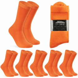 CityComfort Socken Herren, Atmungsaktive Crew Socken im Multipack 40-45 Orange-6er-Pack