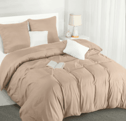Utopia Bedding Bettwäsche 200x200 Set - Mikrofaser Bettbezug 200x200 cm + 2 Kissenbezüge 80x80 cm - Beige