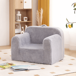Tiita Kindersofa, Kindersofa mit Tragegriff & Seitentaschen, Kinder Schaumstoffstuhl, Kleinkind Armlehnenstuhl, Leichter Kindersofa Stuhl, Kinder Lese Sofa, Grau