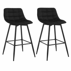 WOLTU Barhocker BH143sz-2 2er Set Designer Barstuhl Hocker Tresenhocker Bistrohocker mit Fußstütze Samt Metall Schwarz
