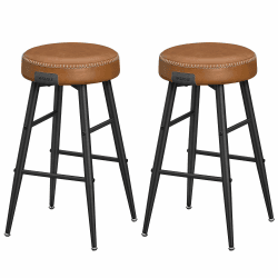 VASAGLE EKHO Kollektion - Barhocker, 2er Set, Barstuhl, Küchenstuhl, Kunstleder, Mid-Century-Modern-Stil, 63 cm hoch, Küche, Esszimmer, einfacher Aufbau, karamellbraun LBC080K01V1