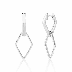 ALEXCRAFT Ohrringe Silber 925 Hängend Eckige Creolen mit Anhänger für Damen Geschenk für Frauen Freundin Mama Mädchen Ohrringe Silber 925 Creolen Eckig