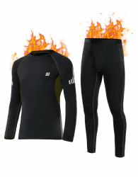 SIMIYA Thermounterwäsche Herren Skiunterwäsche Funktionsunterwäsche Ski Unterwäsche Thermowäsche Thermal Underwear Men Winter Unterwäsche Männer Schwarz-01 XL