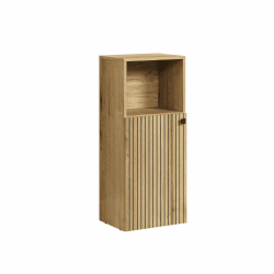 trendteam smart living - PureBliss - Kommode - Eiche - Badschrank in angesagter Rillenoptik - (BxHxT) 40 x 95 x 31 cm - schwarzer Metallgriff - 1 offenes und 2 geschlossene Fächer