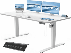 JUMMICO Höhenverstellbarer Schreibtisch Höhenverstellbar Elektrisch, Ergonomischer Steh-Sitz Tisch Stehpult Verstellbarer Computertisch,Stehschreibtisch Bürotisch Standing Desk,140 x 60 cm, Weiß