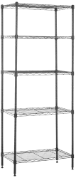 Amazon Basics schmaler Aufbewahrungsschrank mit 5 Regalböden, höhenverstellbaren Einlegeböden und Nivellierfüßen, Schwarz, 60.1 x 35.6 x 152.4 cm, ohne Rollen