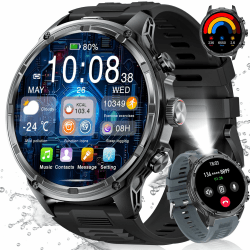 LIGE Smartwatch Herren mit LED Taschenlampe, 1.85‘’ HD Großes Display/710 mAh Akku Sportuhr Herren mit Telefonfunktion, 100+ Sportmodi Fitnessuhr, 24/7 Herzfrequenz/Schlafmonitor für Android iOS, IP68