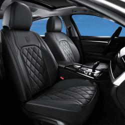 Coverado Sitzbezug Auto Vordersitze 2 Stück, Universal Auto-Schonbezüge- Luxus Kunstleder wasserdichte Autositz Protektor Komplett-Set für Limousine/SUV/Pickup/Van