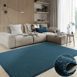 MY-RUG Teppich Shaggy Star Hochflor rechteckig dunkelblau 230 x 160 cm - Wohnzimmerteppich, Kuschelteppich, Einfarbig
