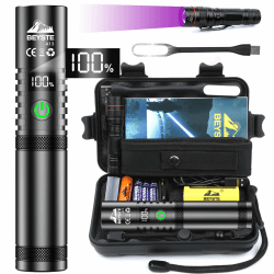 BEYSTE Taschenlampe LED Aufladbar, LED Taschenlampe Extrem Hell 500000 Lumen, Taktische Taschenlampe USB, Starke Taschenlampe mit Holster, Sehr Helle Taschenlampe Batteriebetrieben für Outdoor Notfäll