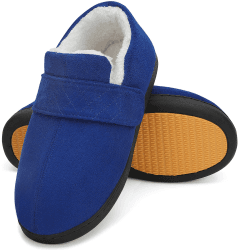 Mishansha Herren Winter Warme Hausschuhe Memory Foam Plüsch Pantoffeln,Gr.39-48 Dunkelblau 43 EU