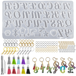 Bekecidi 140 Stück Silikon-Alphabet-Harz-Formen Buchstaben-Silikonformen für Harzguss, Epoxidharz-Formen, Schlüsselanhänger, Herstellung von Set zum Selbermachen, Harzbuchstabenformen