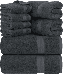 Utopia Towels 8 teilig Handtücher Set aus Baumwolle mit Aufhänger 2 Badetuch, 2 Handtücher und 4 Washclappen (Grau)
