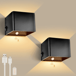 GeyouLux 2 Stück 6000mAh Akku Wandleuchte mit Bewegungsmelder Innen 5W Aufladbare Wandleuchte Innen Ohne Stromanschluss mit 3 Modi 3000K Wandlampe Innen Akku für Treppe Flur Wohnzimmer Schlafzimmer