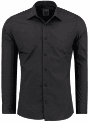 J'S FASHION Herren Hemd - Slim-Fit - Langarm-Hemd Freizeithemd - Pflegeleicht Bügelleicht M 1-schwarz