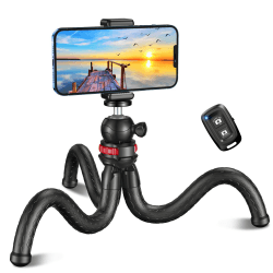 CIRYCASE Flexibler Handy Stativ, Mini Selfie Stick Stativ für Smartphone mit Kabelloser Fernbedienung, 360° Drehbar Tragbarer Handystativhalter Kamera StativKompatibel mit iPhone, Galaxy, Sportkamera