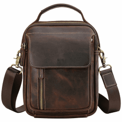 TIDING Umhängetasche Herren Leder Schultertasche Echtleder Tasche Crossbody Bag Klein Herrentasche zum Umhängen Vintage Ledertasche Handtaschen für Männer Braun