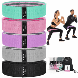 PLEASION Resistance Bands Fitnessband, Fitnessbänder Stoffbänder 5er Set, Widerstandsbänder für Krafttraining Muskelaufbau Hip Beintraining, Gymnastikband für Workout Yoga Pilates