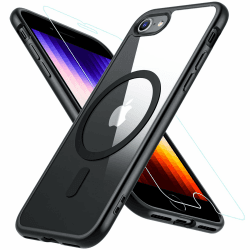Hülle Kompatibel für iPhone SE 2020, iPhone SE 2022 Hülle iPhone 8/7 Hülle, Magnetisch Handyhülle iPhone SE 2/3 mit HD Schutzfolie Glas für MagSafe Stoßfeste Schutzhülle iPhone SE 2022 Case (Schwarz)