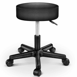 TRESKO Rollhocker höhenverstellbar Schwarz | Drehhocker 10 cm Dicke Polsterung | Arbeitshocker 360° drehbar | Hocker