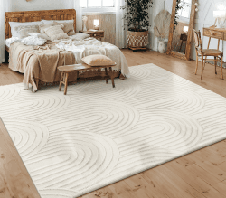 Paco Home Teppich Wohnzimmer Schlafzimmer Kurzflor Skandinavisches Boho Muster Geometrisch Rauten Motiv Einfarbig Weich Modern, Grösse:200x280 cm, Farbe:Creme 4