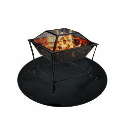 Feuerfeste BBQ Grills Matte Feuerschale Unterlage Rund Schwarz Feuerfeste Matte, 3 Schicht Matte Bodenschutz Unterlage Grill, Feuerresistent Matte, Winter-Kaminmatte