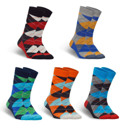 Stynice 5 Paar Bunte Lustige Socken Herren 43-46 - Witzige Baumwollsocken für Männer Frauen - Funny Baumwolle Motiv Socks Kuschelsocken 42-46 Helles Karomuster