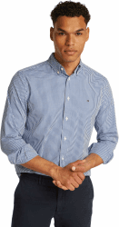Tommy Hilfiger Herren Hemd Flex Poplin Gingham Regular Fit 3XL Große Größen Blue (Wedge Blue / Optic White)