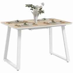 HOMCOM Esstisch Ausziehbar Küchentisch für 4-6 Personen, Rechteckiger Esszimmertisch für Küche, Esszimmer, Stahl, 120/160 x 80 x 76 cm, Eiche