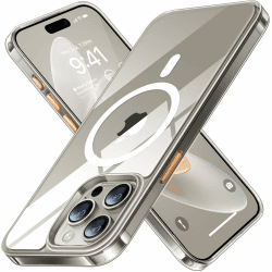 TORRAS für iPhone 15 Pro Max Hülle für Magsafe (TOP Militärschutz & Magnetkraft) Extrem Haltbarkeit Hülle iPhone 15 Pro Max Case Stoßfest Samtige Touch Dünn Handyhülle Transparent, Diamond-Mag