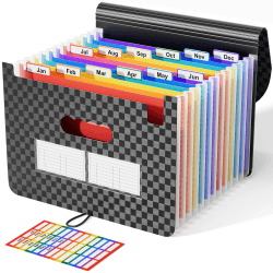 ABC life Dokumentenmappe A4/Ordner A4, 13 Taschen Erweitern Dateiordner Große Raum Fächermappe Datei Organizer Aktenordner Box Akkordeon Ordner Tragbar Sortiermappe für Zuhause oder Büro Dokumente