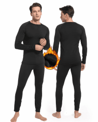 Homord Thermounterwäsche Herren, Atmungsaktiv Funktionsunterwäsche Skiunterwäsche Set Männer mit Innenfleece - Winter Lange Thermo Ski Unterwäsche Set für Joggen,Radfahren,Fußball,Skifahren,Motorrad XXL Schwarz