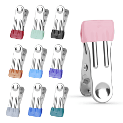 OSDUE 20 Stück Wäscheklammern Edelstahl, Strandtuch Clips, Handtücher Towel Clips, Handtuchklemmen für Handtuch, Kleidung, Socken, Lebensmittelversiegelung, Fotos(Mehrfarbig)
