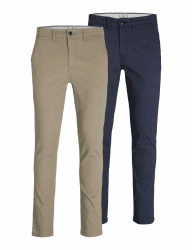 JACK & JONES Male Chino Hose 2er-Pack Slim Fit Chino Hose 30W / 34L Beige Navy Blazer 12180705