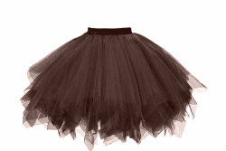 GOOBGS Damen 50er Ballettrock Multi-SchichtenVintage Ballet Blase Firt Tulle Petticoat Puffy Tutu XXL Braun