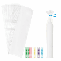 200 Stück Süßigkeiten Tütchen,TACHIO 5x25cm Cone Tüten Durchsichtig Bonbon Tüten Cellophantüten Geschenktüten mit 200 Bindestreifen Geschenktasche für Schokolade