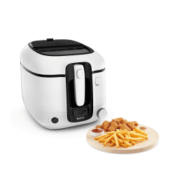 Tefal Fritteuse Super Uno, inkl. Timer, Kapazität: 2,2 Liter, Spülmaschinengeeignete Teile, Antihaftbeschichtung, Geruchsfilter, Fritteuse mit Fett-Spritzschutz, weiß/schwarz, FR3140