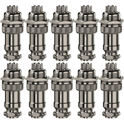 CLDIY GX16 8 Pins Panel Metallmontage Rund Metall Aviation Stecker Adapter Buchse Männlich Weiblich Stecker (10 Stücke)