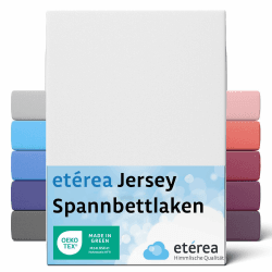 etérea Jersey Spannbettlaken 200x220cm Weiss bis 25 cm Höhe - 100% Baumwolle Spannbetttuch Oekotex - Bed Sheets Leintuch Bettbezug mit Rundumgummi - Bettlaken 200x220 cm - White 200x220 - 200x220 cm Weiß