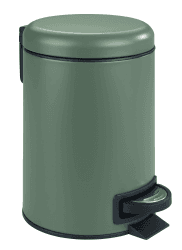 WENKO Treteimer Mod. Leman, 3 Liter, mit herausnehmbarem Einsatz, aus lackiertem Stahl, 17 x 25 x 22,5 cm, Dunkelgrün