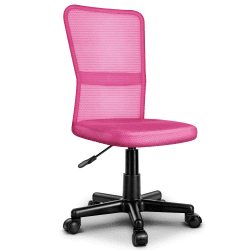 TRESKO Bürostuhl Schreibtischstuhl Drehstuhl, erhätlich in 7 Farbvarianten, mit Kunststoff-Leichtlaufrollen, stufenlos höhenverstellbar, gepolsterte Sitzfläche, Lift SGS-geprüft (Pink)