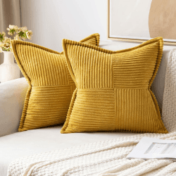 MIULEE 2er Set Kordsamt Kissenbezüge Samtkissen Weich Dekokissen Dekorativ Kissenbezug Modern Kissenhülle Sofakissen Zierkissen Couchkissen für Wohnzimmer Schlafzimmer Kurkuma 40x40 cm