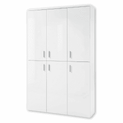Stella Trading LINCOLN Schuhschrank hoch, Weiß Hochglanz - Vielseitiger Mehrzweckschrank mit 22 verstellbaren Einlegeböden - 120 x 190 x 35 cm (B/H/T)